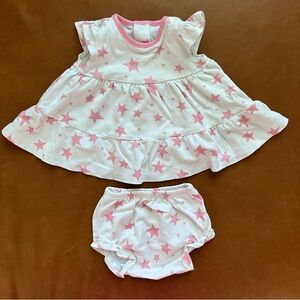 KISSY KISSY Pink Star Dress & Bloomers, 0-3mo